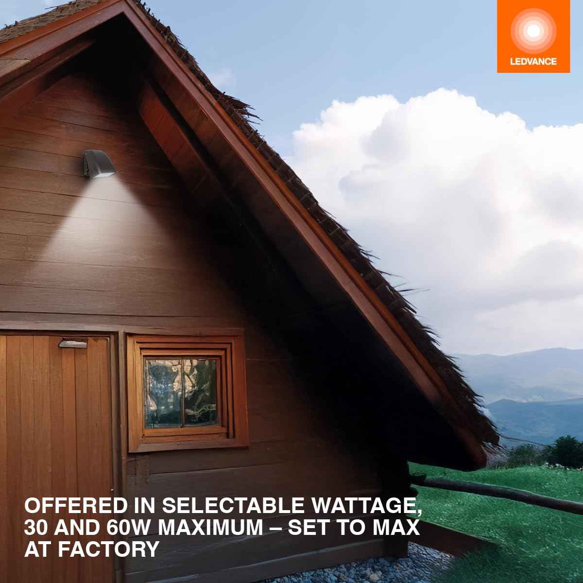 LEDVANCE Dual Selectable Slim LED Wall Pack, 10/20/30W, Dimmable, 3 CCT Selectable 3000/4000/5000K, 80 CRI, Photocell, Black - 1 Pack (63839)