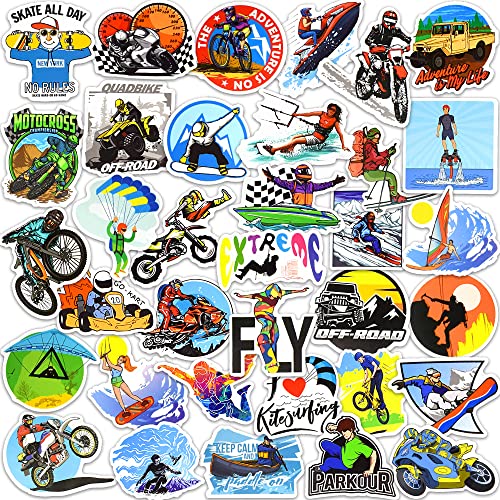 Extreme Sports Stickers Pack for Boys - 50 Waterproof Vinyl Stickers