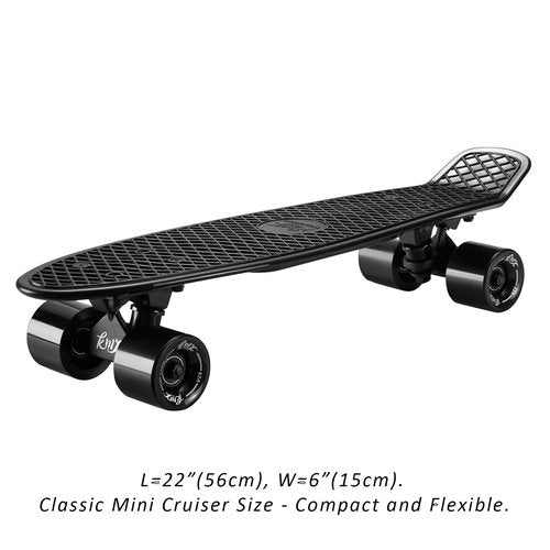 KMX Skateboard 22 Inch, Classic Cruiser Skateboard for Beginners and Advanced, Mini Cruiser Board for Boys, Girls, Kids, Students, Adults, Teens Small Penny Board(22 Classic Black)