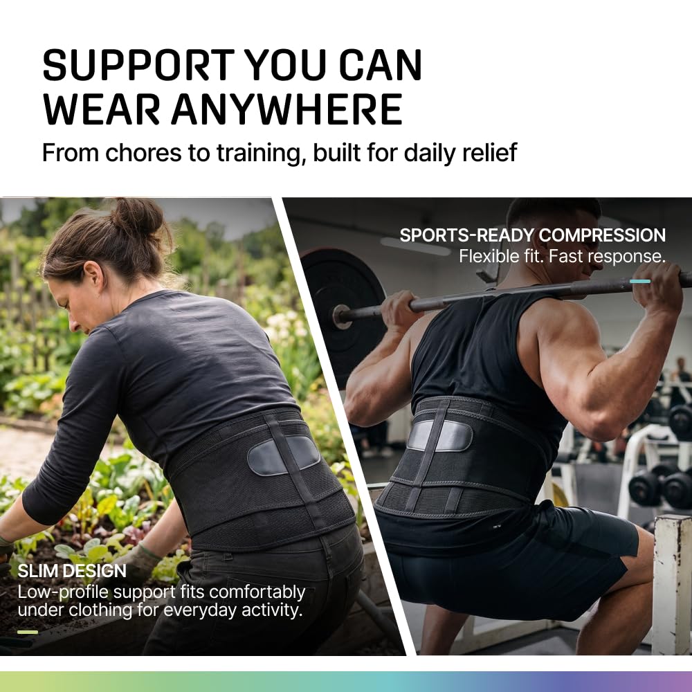 Modvel Lower Back Brace for Men and Women – Back Support Belt for Pain Relief, Herniated Disc, Sciatica, Scoliosis – Lumbar Compression Brace.