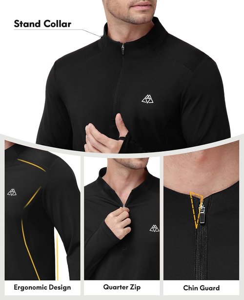 Haimont Men's Lightweight Quarter Zip Pullover | UPF50+ Sun Protection Long Sleeve Hiking Shirt