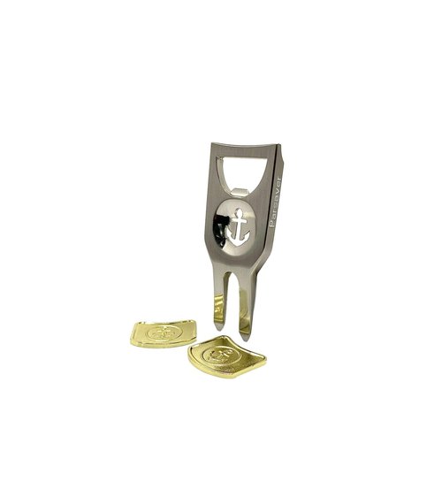 Parsaver Players Golf Divot Repair Tool - 6 in 1 Multi Purpose Tool - Divot Tool and Ball Marker Anchor Golf Ball Stencil Navy
