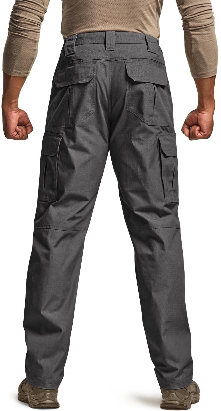 CQR Men's Tactical Pants, Water Resistant Ripstop Cargo Pants, Lightweight EDC Work Hiking Pants, Outdoor Apparel, Raider Charcoal, 42W x 32L