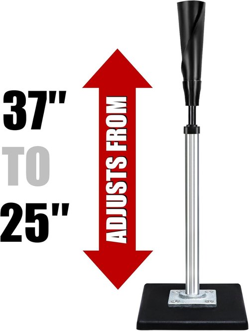 LOMGWAYS Baseball Batting Tee - Height Adjustable 24"-46" | Premium Portable Design with Heavy-Duty Base