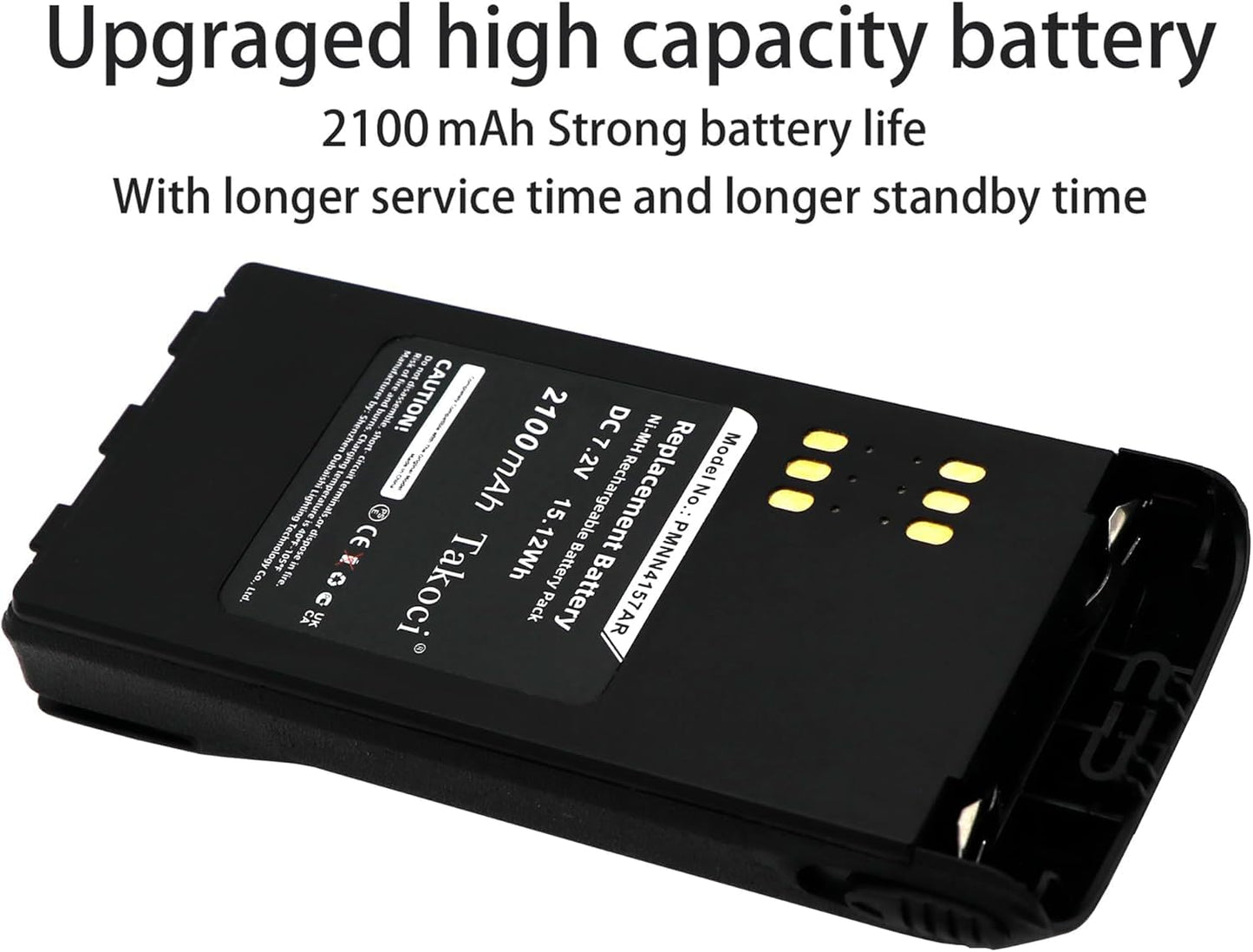 TAKOCI Replacement 2600mAh Battery for Mo'to'rola HT750 HT1250 HT1225 GP320 GP328 GP338 GP328 PR860, fits Part No HNN9008A HNN9008 HNN9009 HNN9009A HNN9013A, 7.4V
