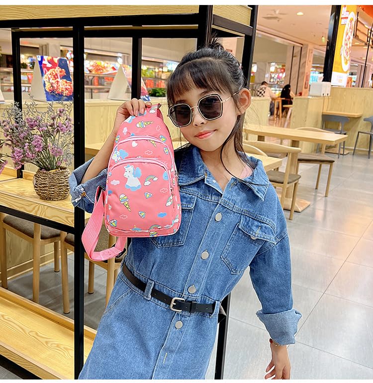 Kids Crossbody Bag - Small Nylon Sling Bag for Travel, Pink