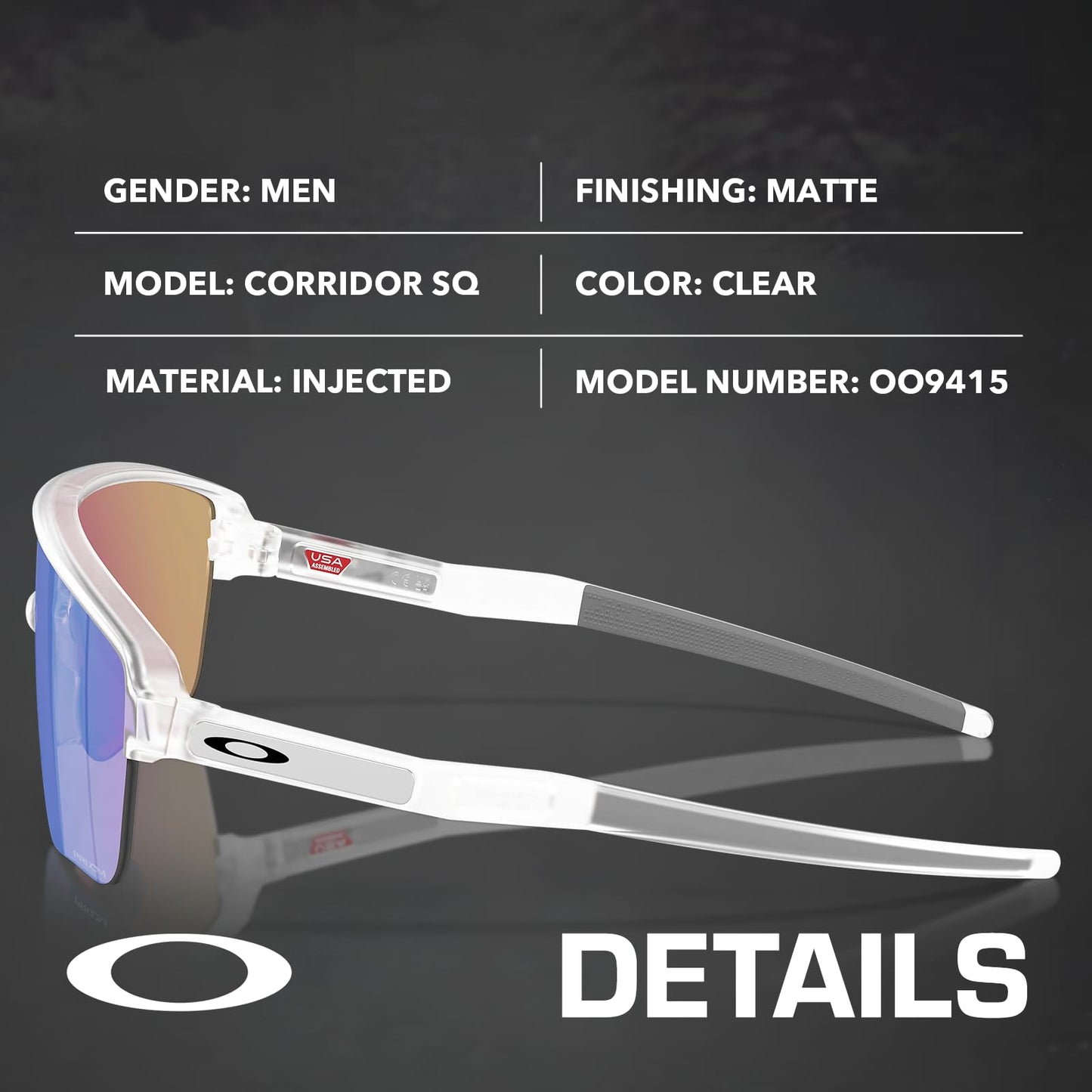 Oakley CORRIDOR SQ OO9415 Sunglasses MATTE CLEAR Frame with PRIZM SAPPHIRE Lenses With Official Eyewear Kit