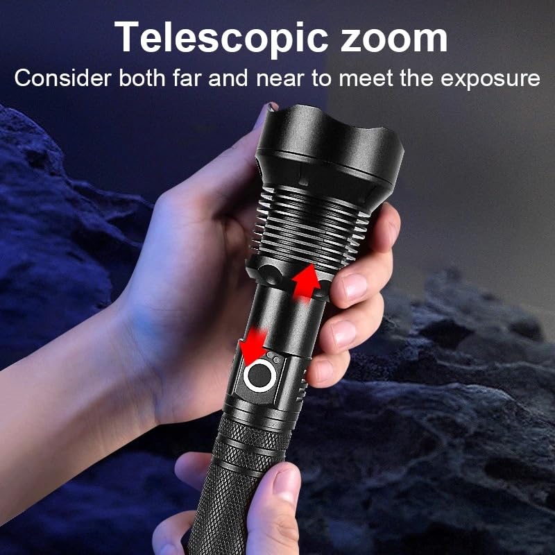 Rechargeable 990,000 Lumen LED Flashlight with 3 Modes, Waterproof, USB-C Rechargeable