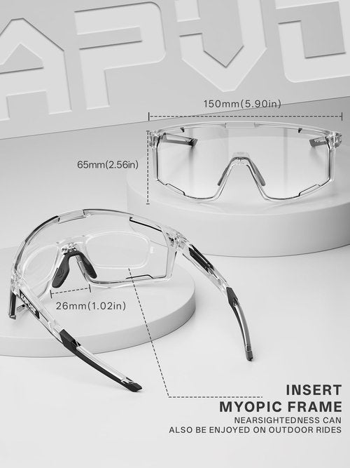 KAPVOE Photochromic Cycling Glasses Men Women Clear Mountain Bike Sunglasses MTB Baseball Running Triathlon - K180