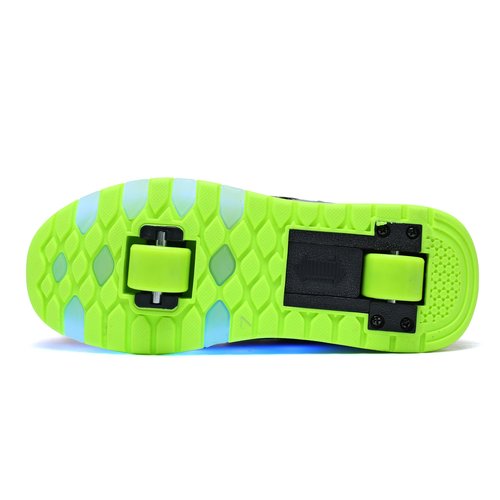 jiandian Children's Roller Sneakers with Retractable Flashing Wheels - Breathable Spider Web Convertible Skate Shoes for Boys Girls