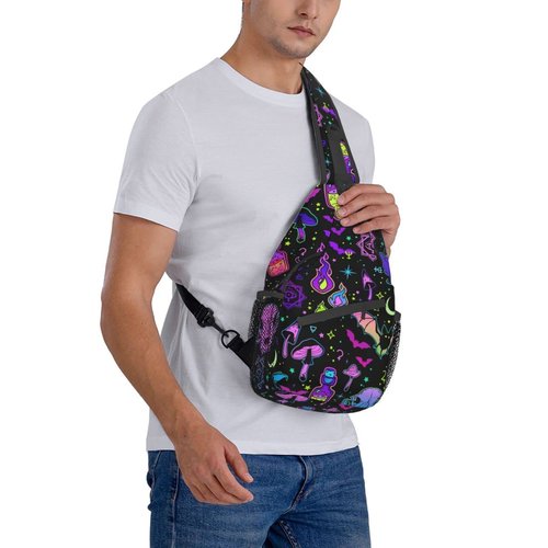 KMIVQGE Sugar Skull Rose Crossbody Backpack for Travel Hiking Chest Daypack Shoulder Sling Bag for Men Women Cycling Walking