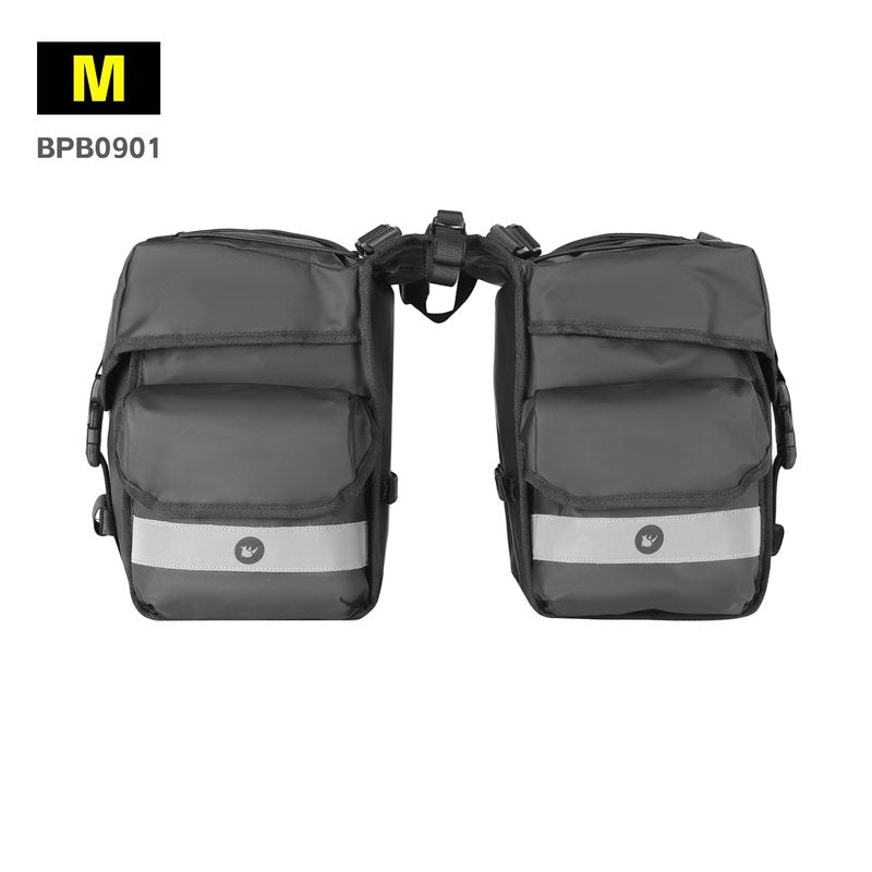 Rhinowalk Bike Pannier Bag with Rain Cover 22L Waterproof Bicycle Double Pannier Bags with Support Plate for Long Distance Riding Saddle Pouches for Bike Rear Rack Cycling Accessories(Black)