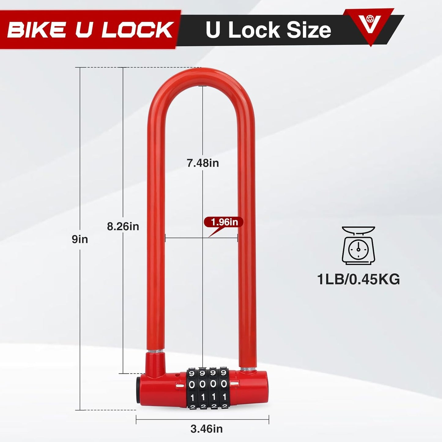 Skiennix Bike U Lock - Heavy-Duty 4-Digit Combination U-Shaped Bicycle Lock for Ultimate Security