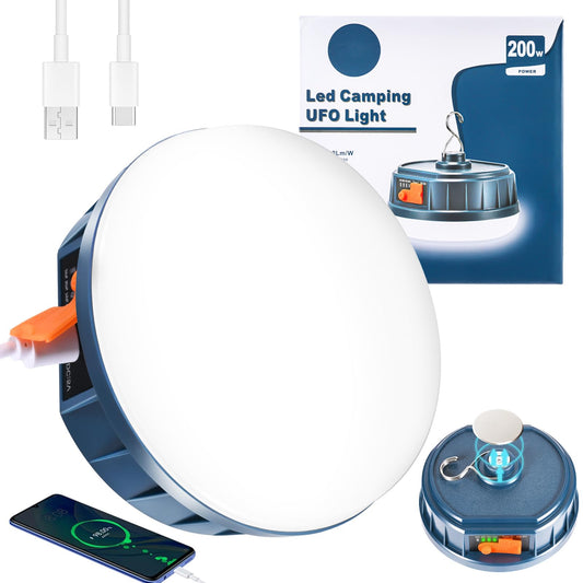 LED Hanging Camping Lantern Rechargeable Essentials, 200W Outdoor Camping Tent Lights for Camping Decor, 4000LM Waterproof Backpacking Lanterns for Power Outages, Emergency, Hurricane, Hiking