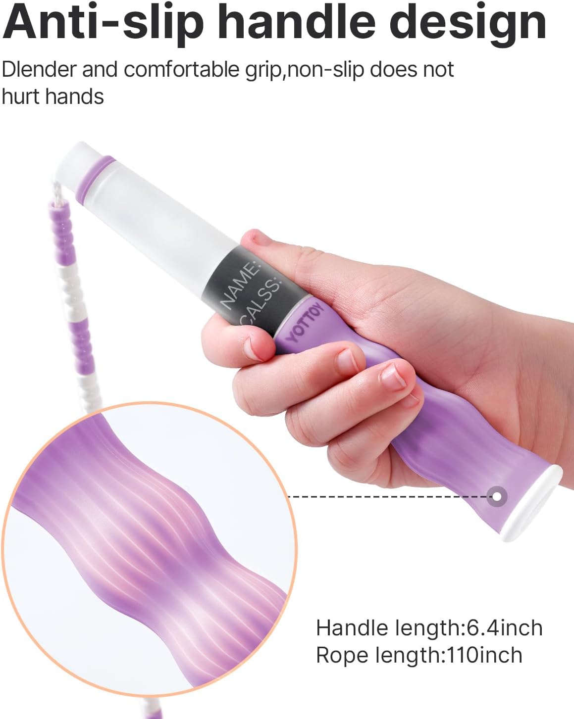 YOTTOY Jump Rope for Kids | Soft Beaded Design for Ages 8-12 | Perfect for School PE Classes and Training