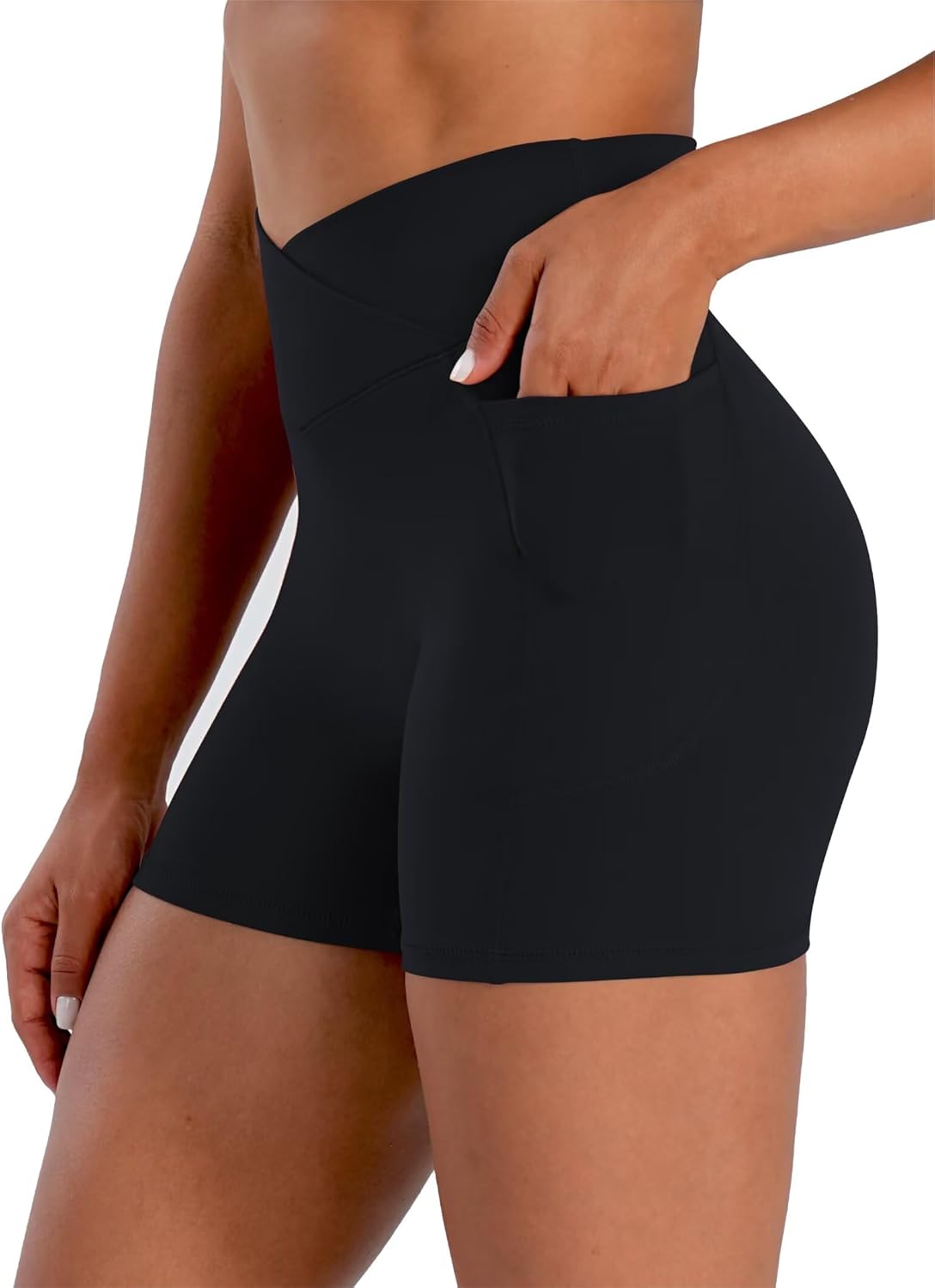 Sunzel Hidden Butt Lifting Biker Shorts - High Waist Yoga Shorts with Pockets for Tummy Control