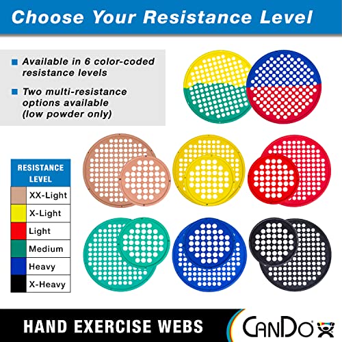 CanDo Hand Exercise Webs for Physical Therapy, Grip Strengthening - Green, Medium, 14" Latex-Free
