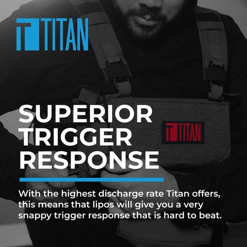 Titan Lithium Polymer (LiPo) Airsoft Battery | 1200mAh 11.1v Stick- Tamiya Plug | Fast Trigger Response | Made in The USA