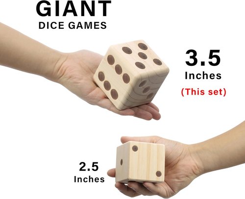 Giant Wooden Yard Dice - Outdoor Game Set of 6 with Two Fun Games for Family Gatherings