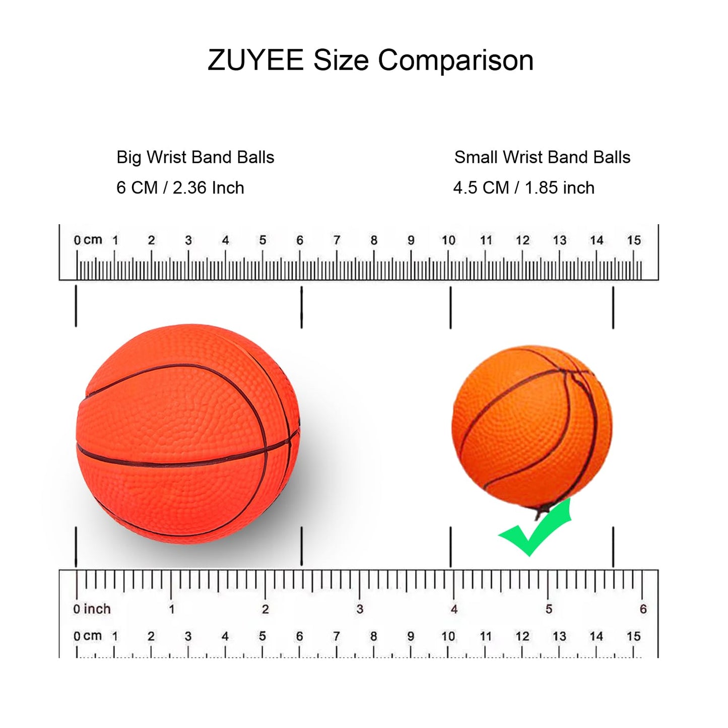 ZUYEE 32-Pack 1.85 Inch Wrist Return Balls - Children's Sports Wrist Exercise Toy Rubber Rebound Balls with Elastic String (Basketball, Baseball, Soccer) for Kids Teens Play Gifts