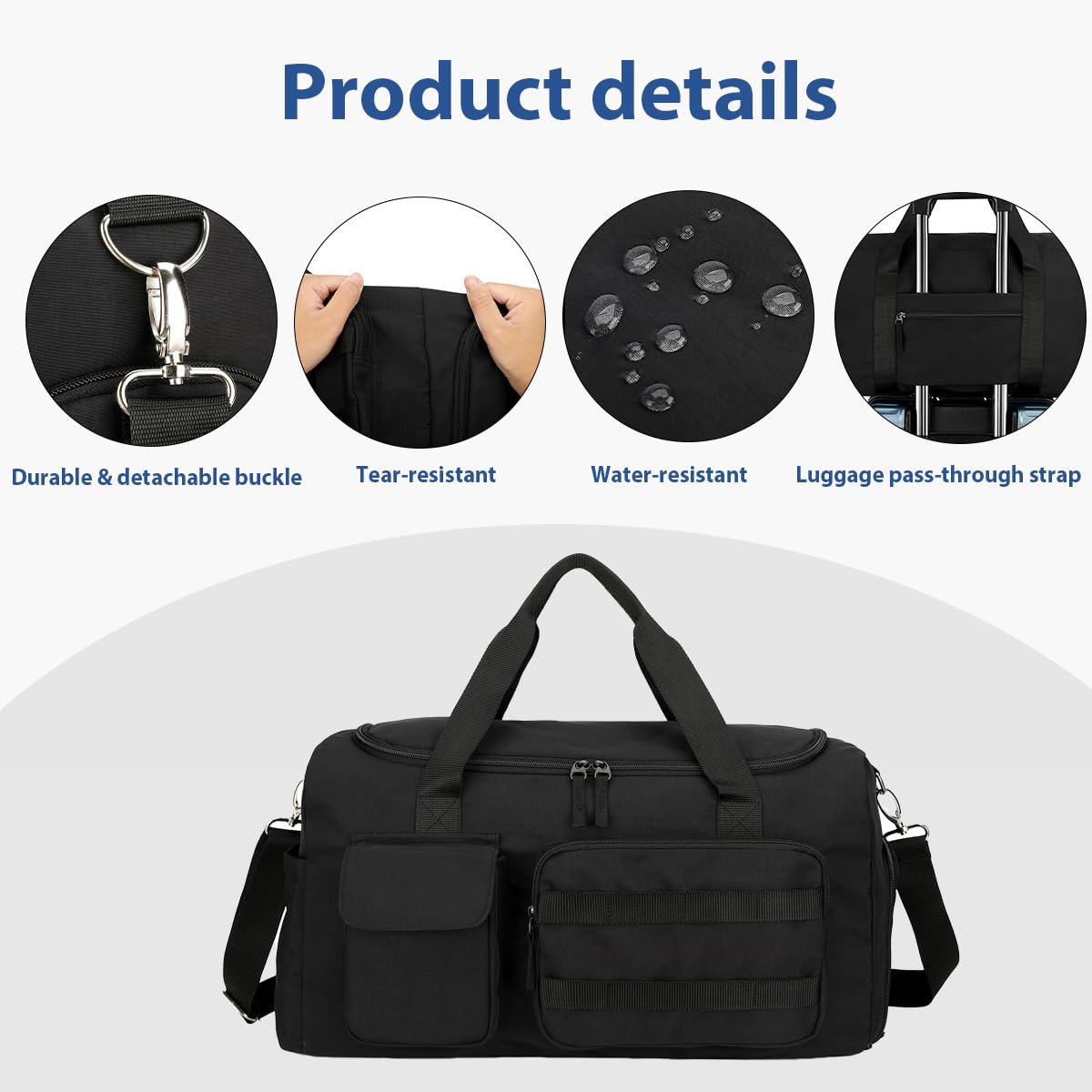 Castura Gym Bags for Women & Men - Lightweight Travel Duffle Bag with Shoes Compartment & Wet Pocket, Durable Carry-on Weekend Bag, Medium