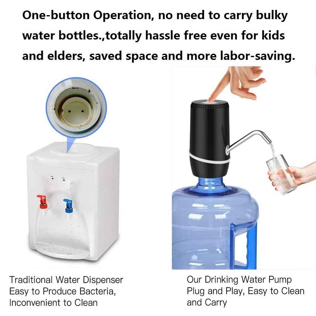 Myvision 2 Pack Electric Portable 5 Gallon Water Dispenser, Universal Micro USB Charging Water Bottle Pump, 3-5 Gallon Jug Water Dispenser with Silicone Cap (2pcs Mode 9)