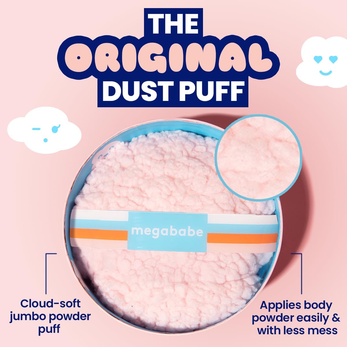 Megababe Body Powder Applicator - Oversized 6” x 3” Dust Puff for Easy Application | Powder Sold Separately