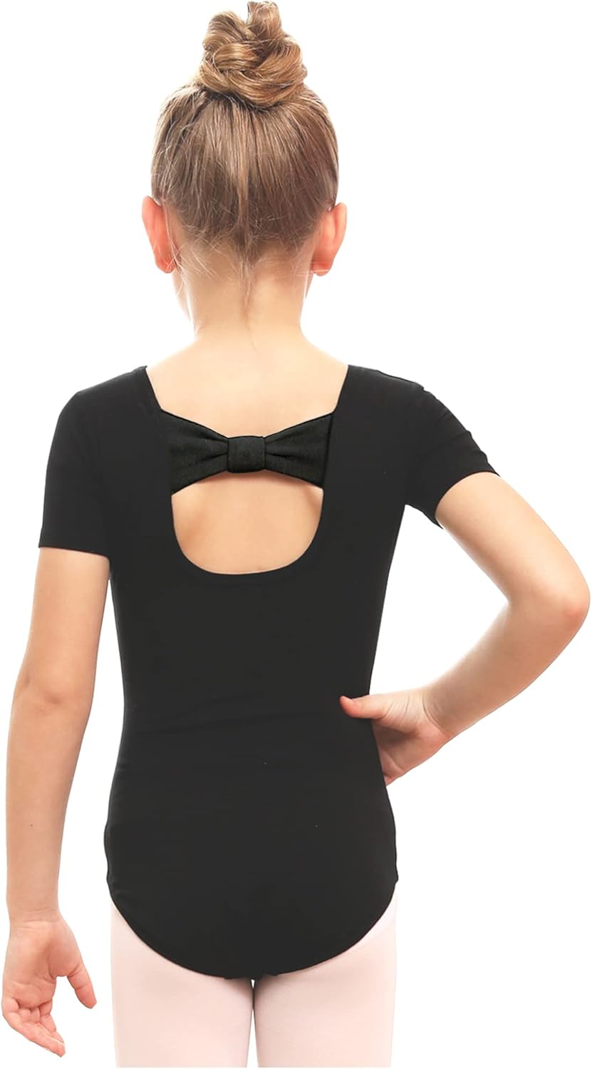Stelle Black Ballet Leotard for Girls - Stylish Bow Back Design | Toddler to Big Kids Sizes