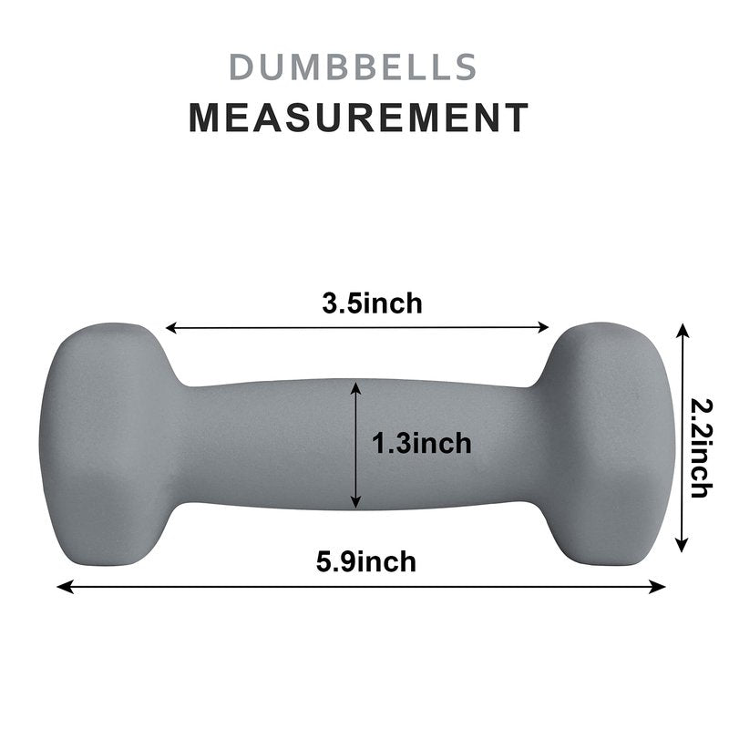 Balelinko Home Gym Equipment Workouts Strength Training Weight Loss Pilates Weights Yoga Sets Free Weights for Women, Men, Seniors and Youth, 2LB Gray, Pair