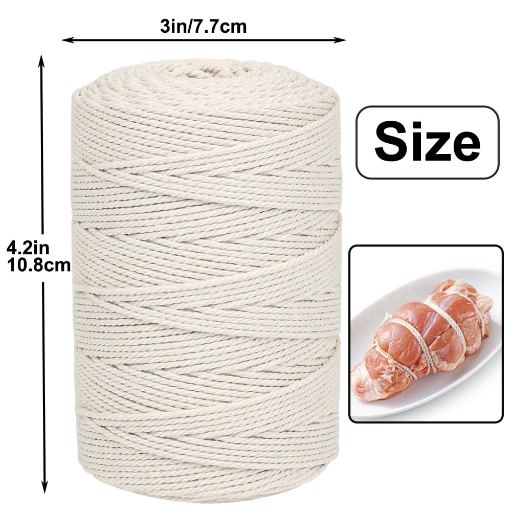 Vivifying Butchers Twine, 656 Feet 2mm Food Safe Cotton Bakers String for Tying Meat, Trussing Turkey, Making Sausage, Roasting, Cooking and Packing(Beige)