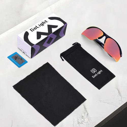 GoLight Polarized Sports Sunglasses for Men & Women – UV400, Anti-Glare, Lightweight Frame,Metal Hinges – for Running,Driving (Shiny Black/Black Red Revo)