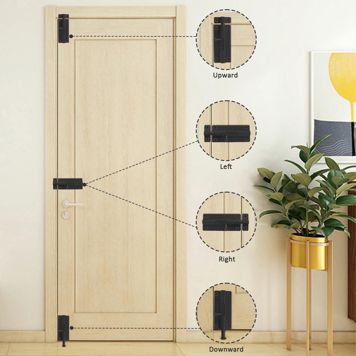 JQK 4 Inch Barrel Bolt Latch, 304 Stainless Steel Slide Bolt Latch, Thicken 1.7mm Plate Door Lock, Black 2 Pack, HBB140-PB-P2