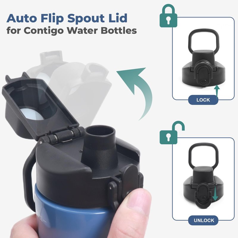 Water Bottle Lid Replacement Fit for Contigo Water Bottles 20oz 24oz and 32oz, Leak-proof and Dishwasher Save 2 Pack