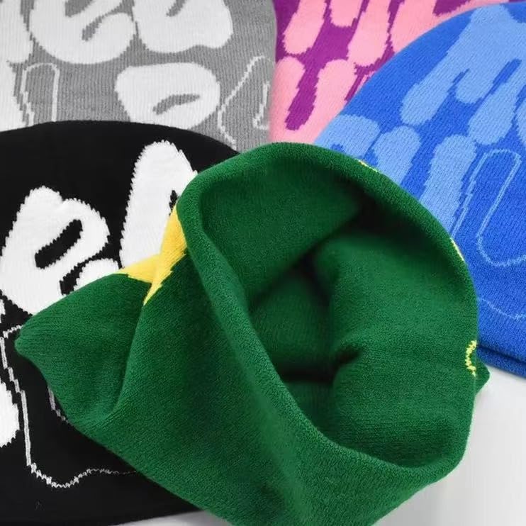 Y2K Beanie Hat - Medium Black Streetwear for Women & Men