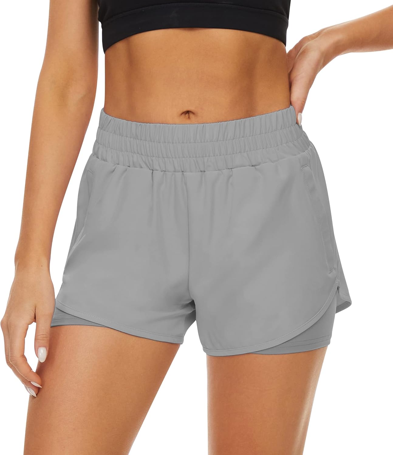 Skiennix Athletic Shorts for Women - Quick Dry High Waisted Running Shorts with Pockets | 2 Pack