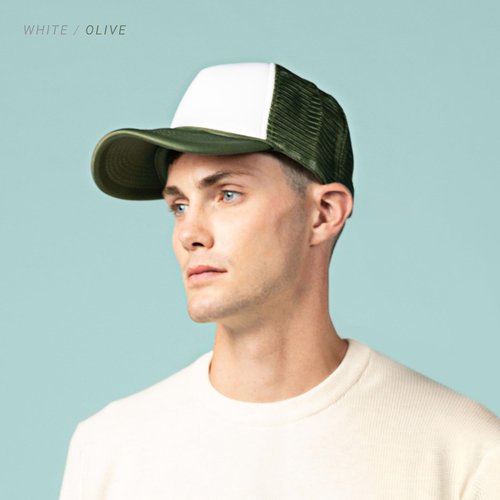 Classic Foam Trucker Hat Summer Mesh Cap Solid Two Toned Blank Foamhead hat for Mens Womens Adjustable Strap Light Weight (White/Royal/Red)