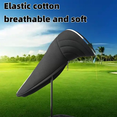 Golf Club Head Covers with Zipper - Balck Golf Club Covers for Woods and Driver Fairway Hybrids, Golf Accessories Headcovers Set (Black 1 3 5 7 X)