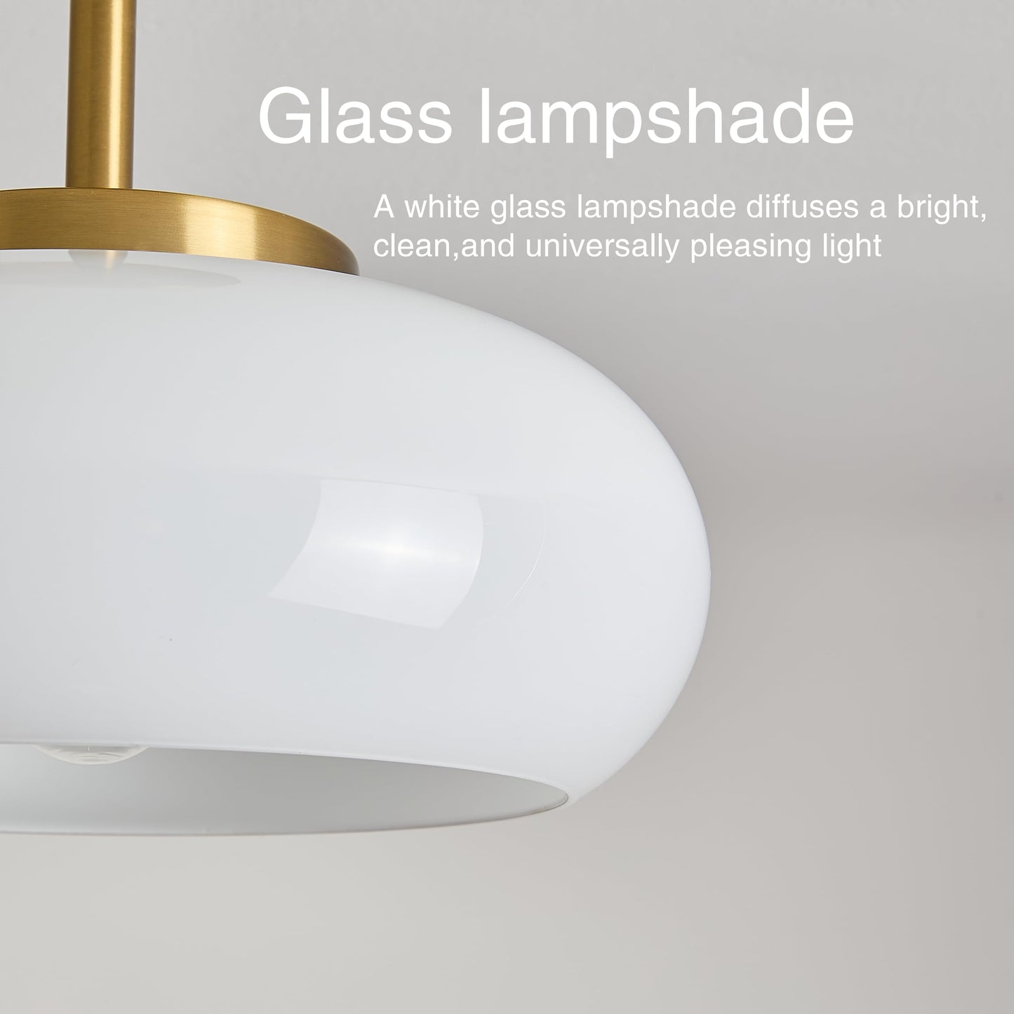 FCTWAKS 11" Modern Gold Semi Flush Mount Ceiling Light with Milk White Glass Shade, Mid Century Light Fixture for Hallway, Entryway, Dining Room, Kitchen