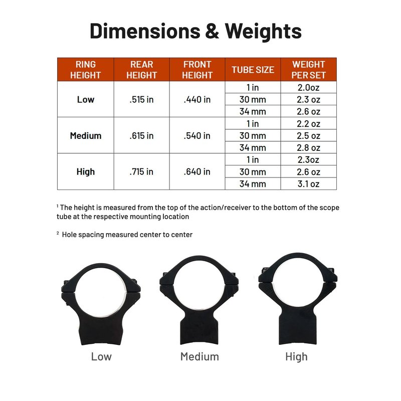 Talley X-Bolt Scope Mounts - HC740735 30mm Tube Diameter Medium Hells Canyon Mounting Rings - F .540", R .615" Height - Compatible with Browning X-Bolt Rifles