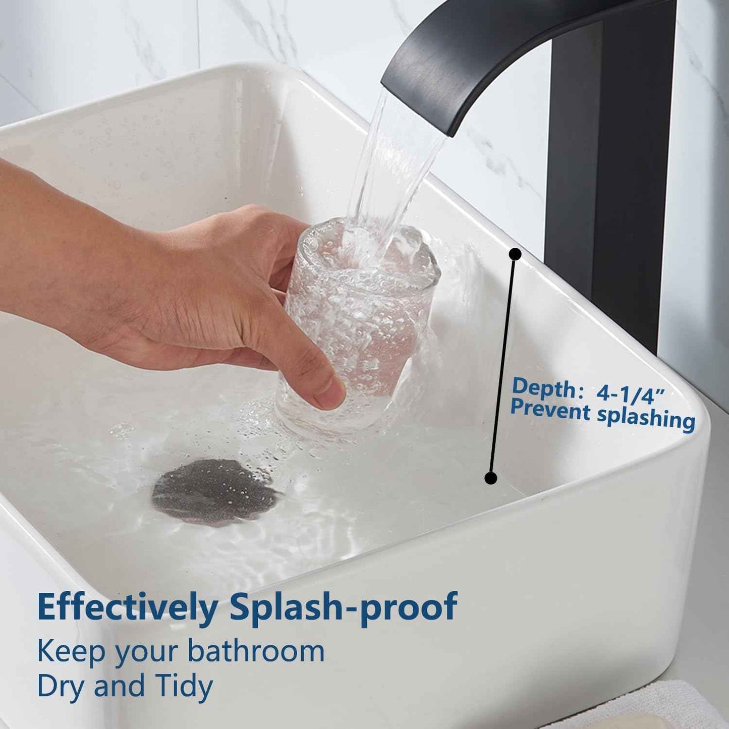 Modern White Ceramic Vessel Sink 16x12 - Above Counter Rectangle Bathroom Lavatory