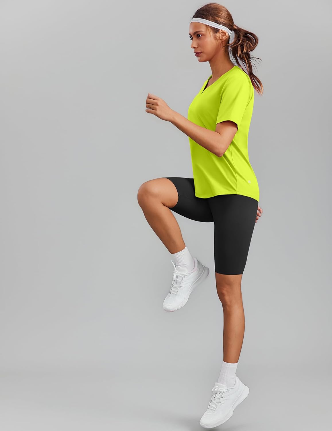 PINSPARK Soft Workout Tops - Women's Short Sleeve V-Neck Gym Shirts | Moisture-Wicking & UPF 50+ Protection