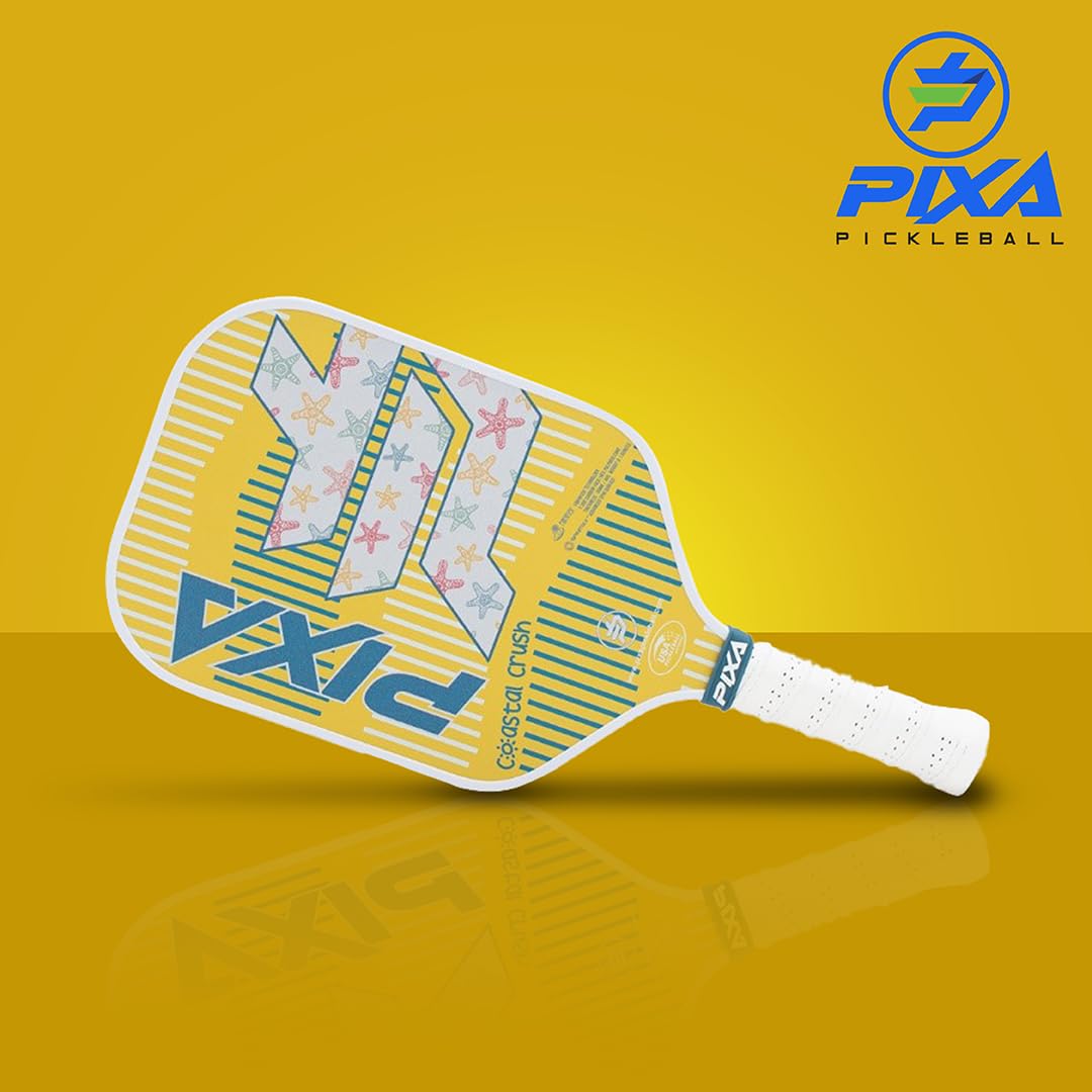 Coastal Crush T300 Carbon Fiber Pickleball Paddle – Grit-Textured Surface for Spin & Control, Polypropylene Honeycomb Core, Tennis-Length Handle, Lightweight, USAPA Approved – PIXA Pickleball