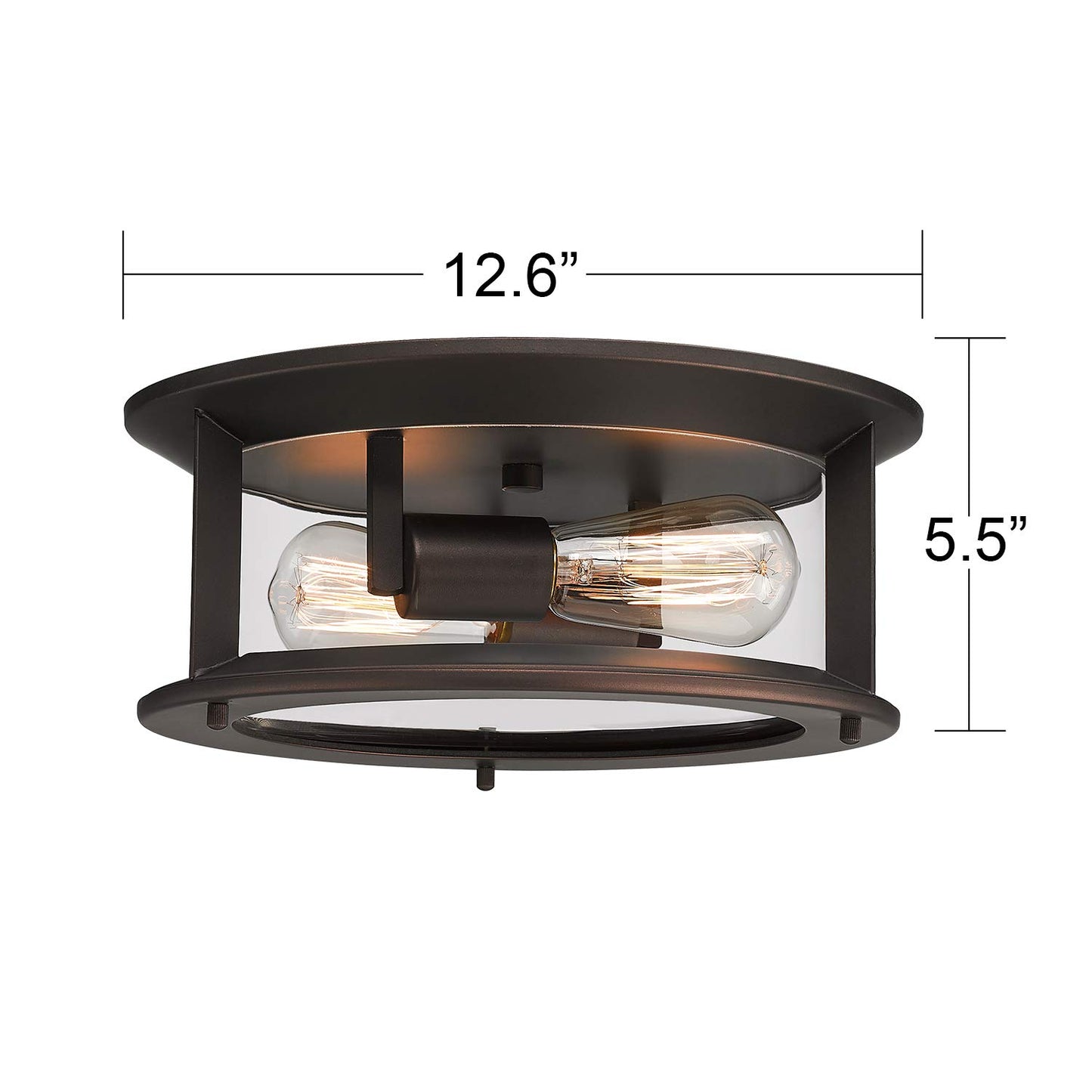 Emliviar Ceiling Light Fixture 12 Inch, Farmhouse Flush Mount Ceiling Light with Clear Glass in Oil Rubbed Bronze Finish, YE19108-F1 ORB