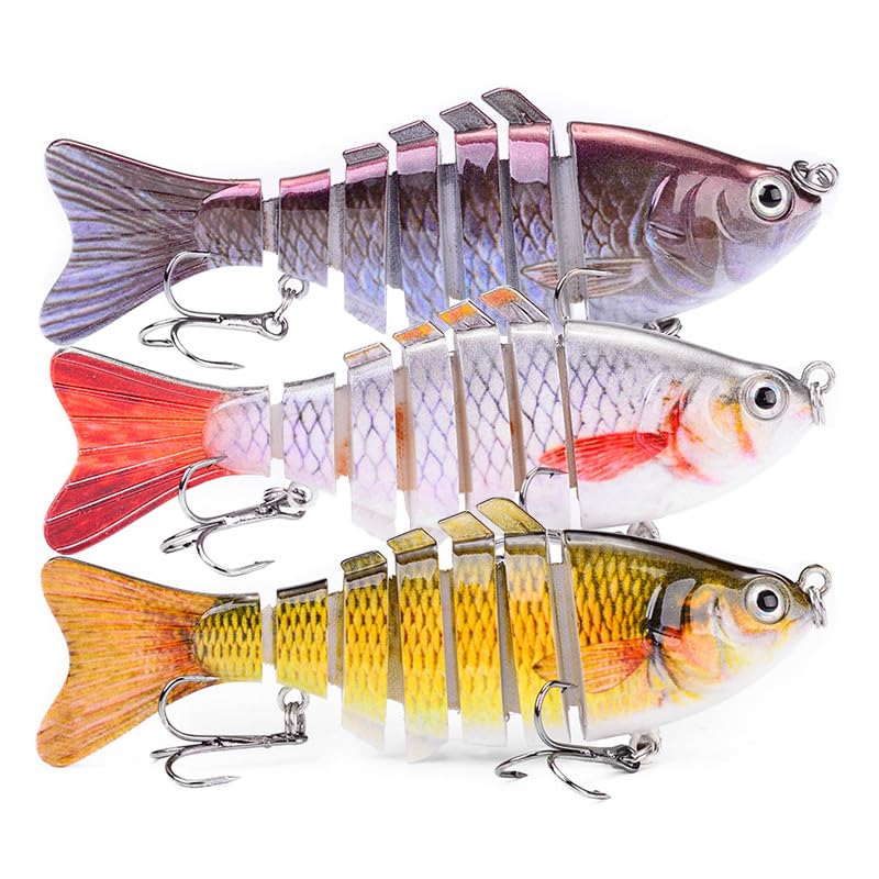 SirChic 3-Pack Multi-Segmented Glide Swim Lure for Bass Fishing