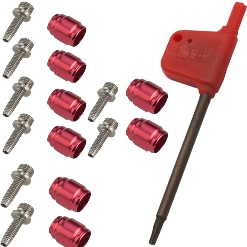 WQAPVHBG Bicycle Olive Connecting Insert, 10Pcs Bike Olive Head Set, Oil Brake Olive Head Oil Needle and 1Pcs Installing Tool Replacement for Sram Stealthamajig Bike Brake Qil Tube