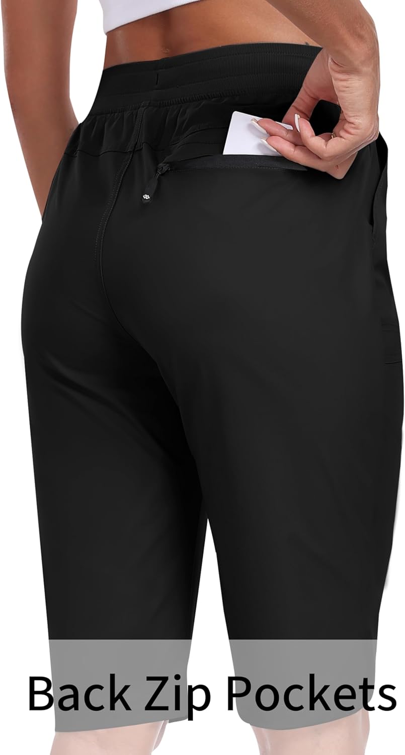 MoFiz Women's Quick-Dry Hiking Shorts - 13" Knee Length, Water-Resistant, 3 Pockets for Travel & Golf