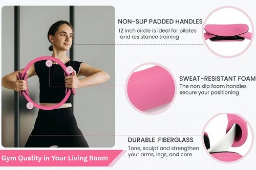 Pilates Kit for Women – Complete Pilates Equipment Set with Ring, Yoga Ball, Resistance Bands & Socks | 14 Pcs Pilates Kit for Toning & Flexibility | at Home Pilates Sets for Women (Pink)