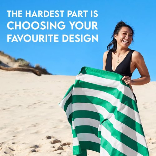 Dock & Bay Beach Towel | Quick Dry & Sand Free | Compact & Lightweight | 100% Recycled | Cancun Green - Large