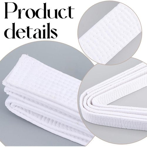 CREATCABIN White Karate Belts Polyester Martial Arts Belt Judo Brazilian Jiu-Jitsu TKD Aikido Uniform Rank Belt Long Soft Universal Fit Adult Taekwondo Belts for Men Sports Training Equipment 9.84ft