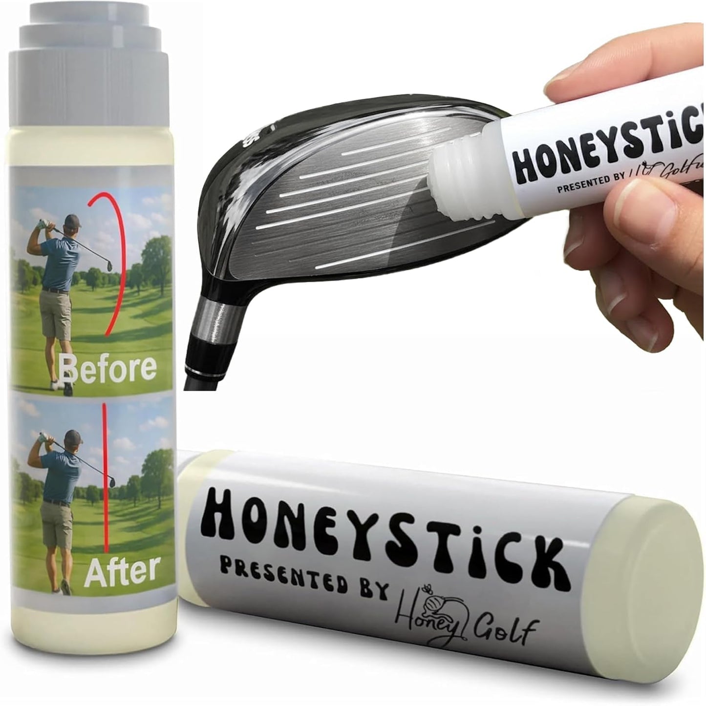 Honey Golf HoneyStick Anti Slice Gel for Golf Clubs - Anti-Hook Spin Reducer for Driver, Woods, Hybrids, Irons - Golf Accessories for Men - Golfers Must Haves & Essentials - 2 Pack